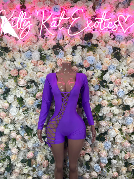 Bottlegirl Bodysuit Purple - One Piece Bartender Outfit