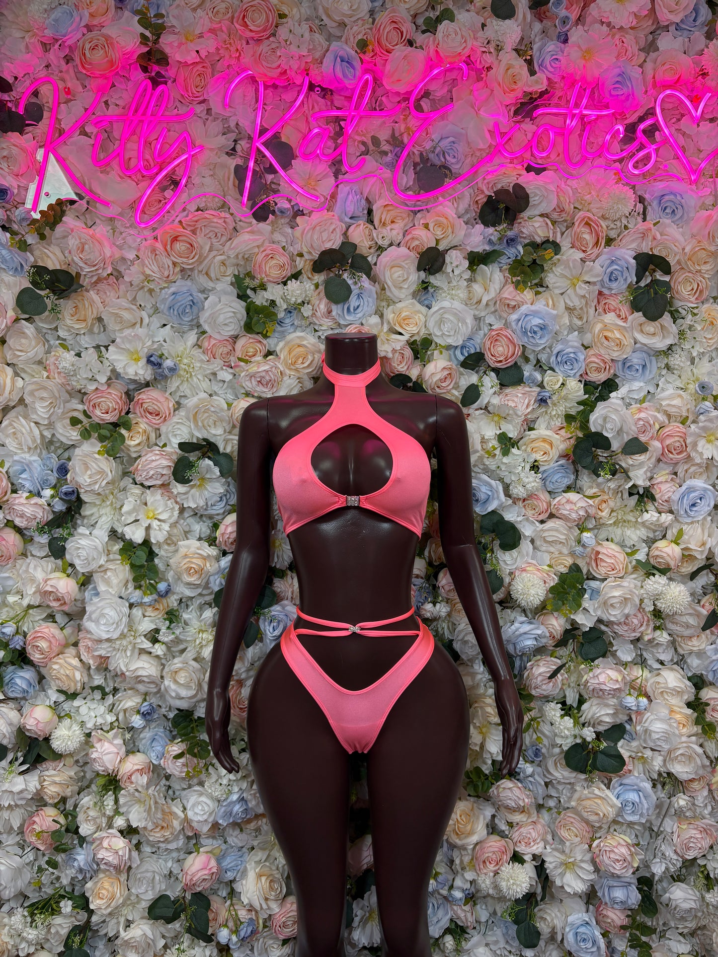 Coral Two Piece Rave Outfit Exotic Dancewear
