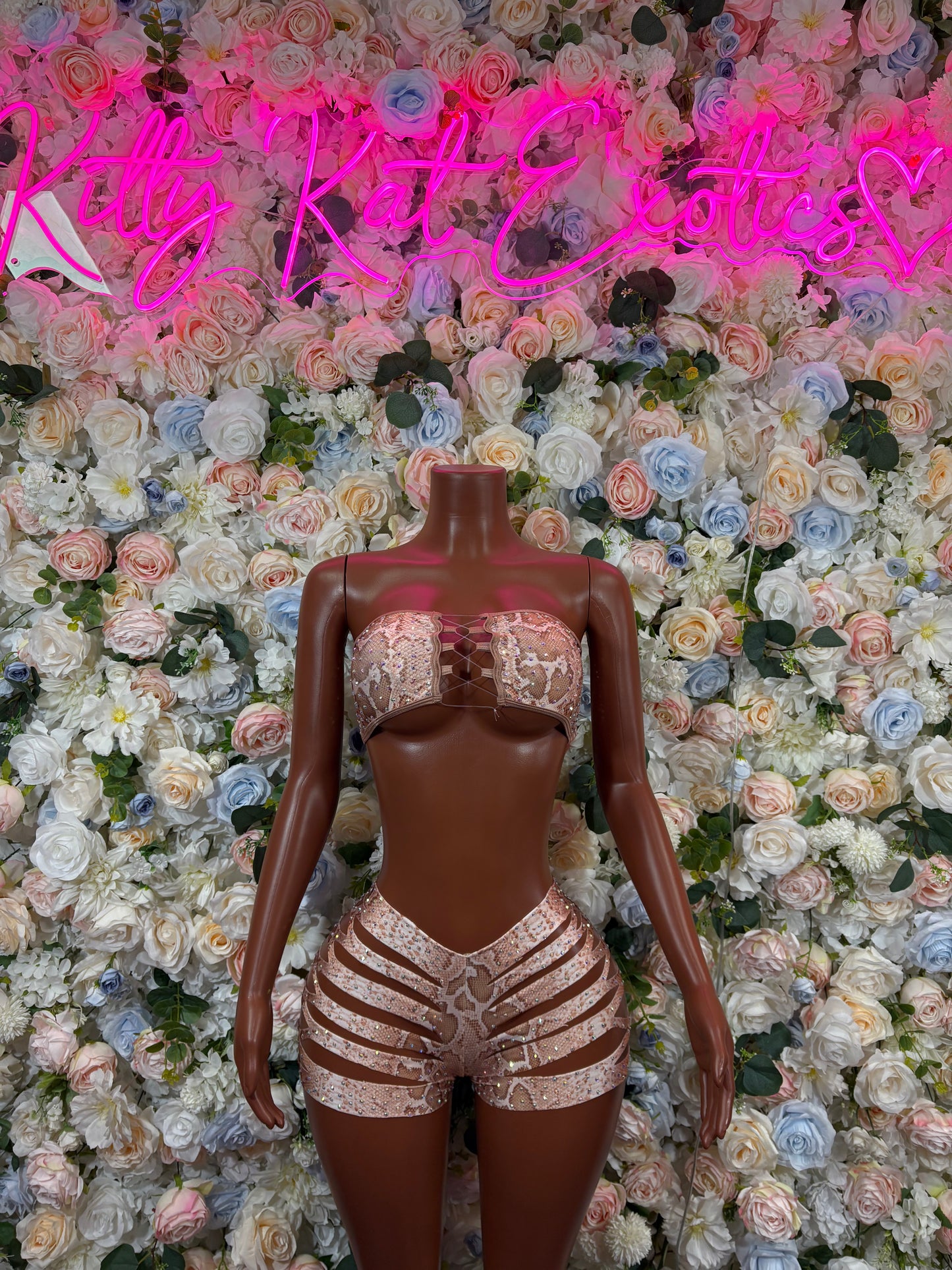 Exotic Dancewear Leopard Rhinestone One Piece set – Rave outfit, rave wear costume, pole dance lingerie, festival bikini