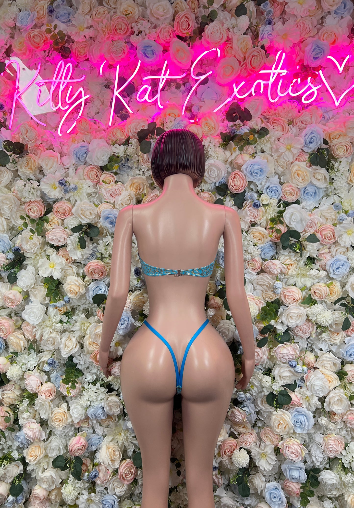 Rave wear Aqua Cheetah Two Piece Outfit, Bartender Uniform, Rave Festival Wear, Exotic Dancewear, Clubwear Costume, Waitress Set