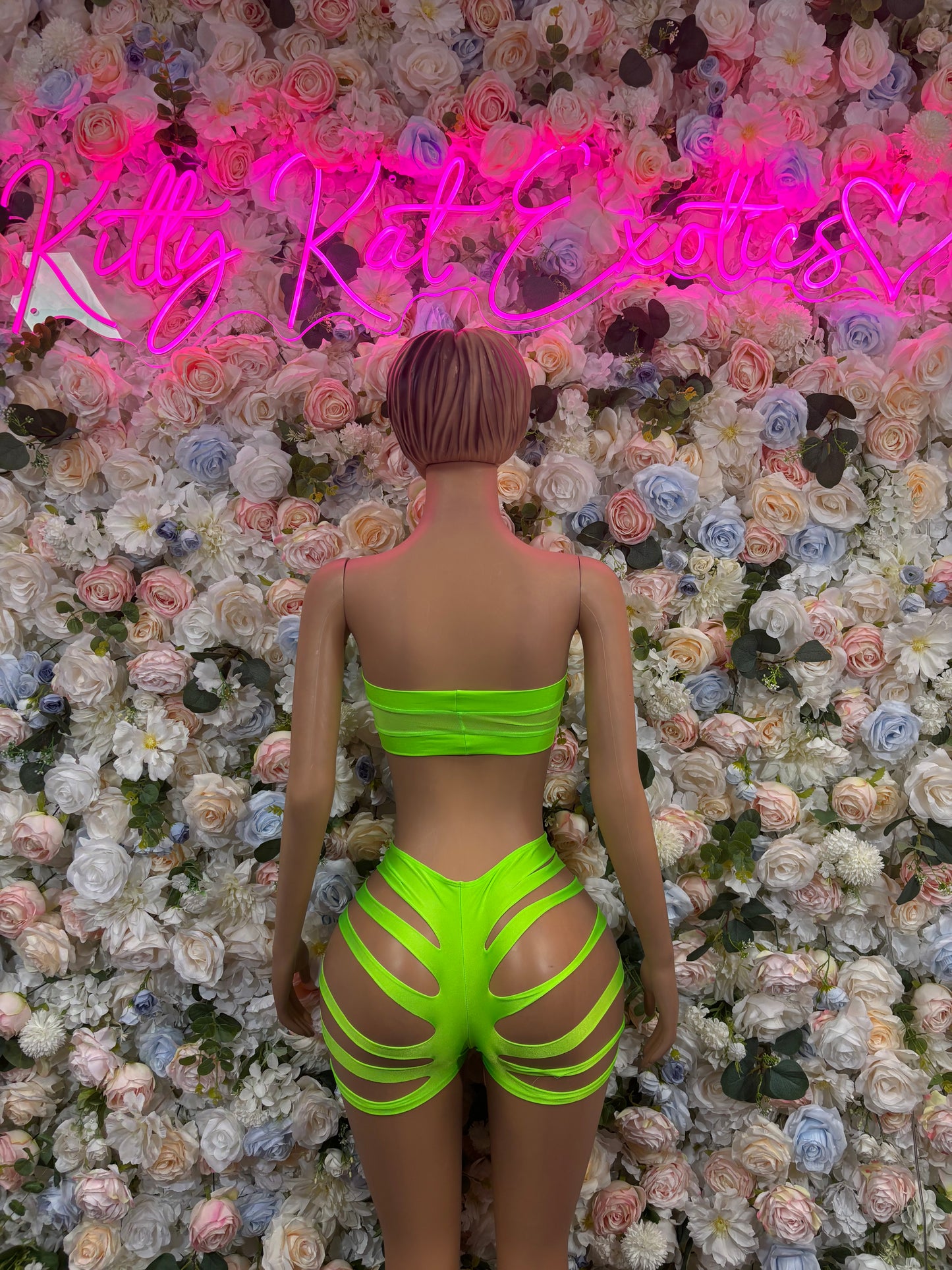 Neon Green - Two Piece Exotic Dancewear Rave Festival Outfit