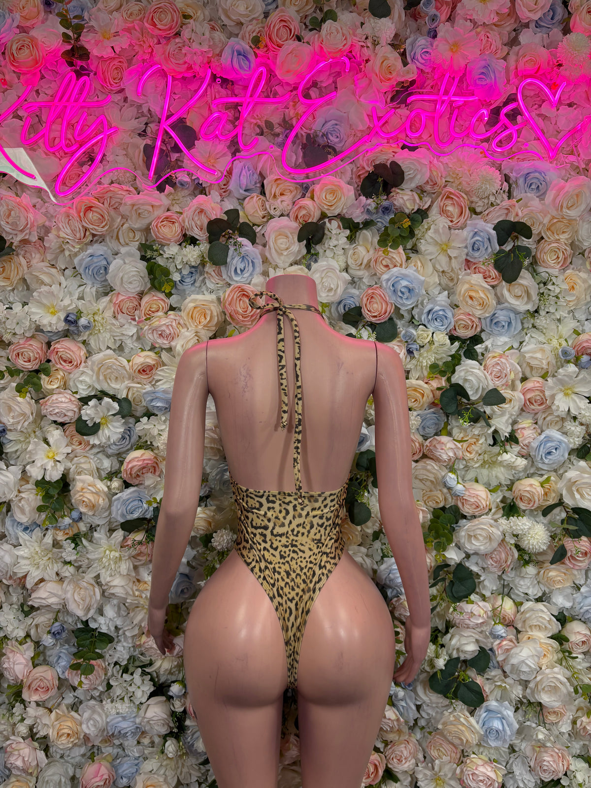 Leopard Print One Piece Bodysuit Exotic Dancewear Festival Outfit, Dancewear, Party Clubwear