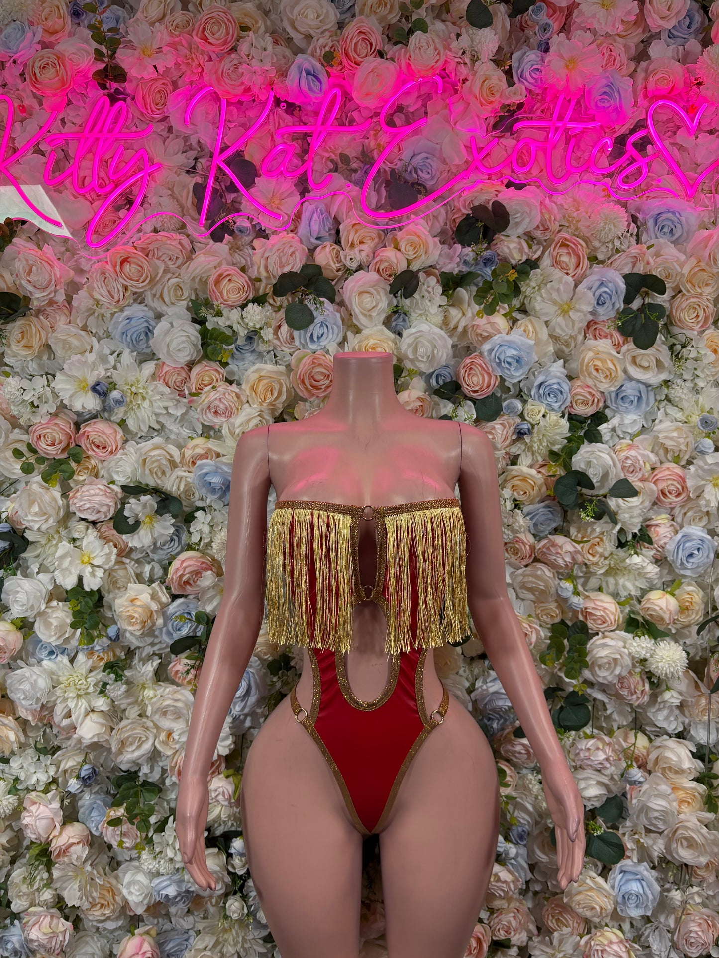 Matte Red Festival Bodysuit Women - Rave Outfit Exotic Dancewear Clubwear Bottle Girl Bodysuit