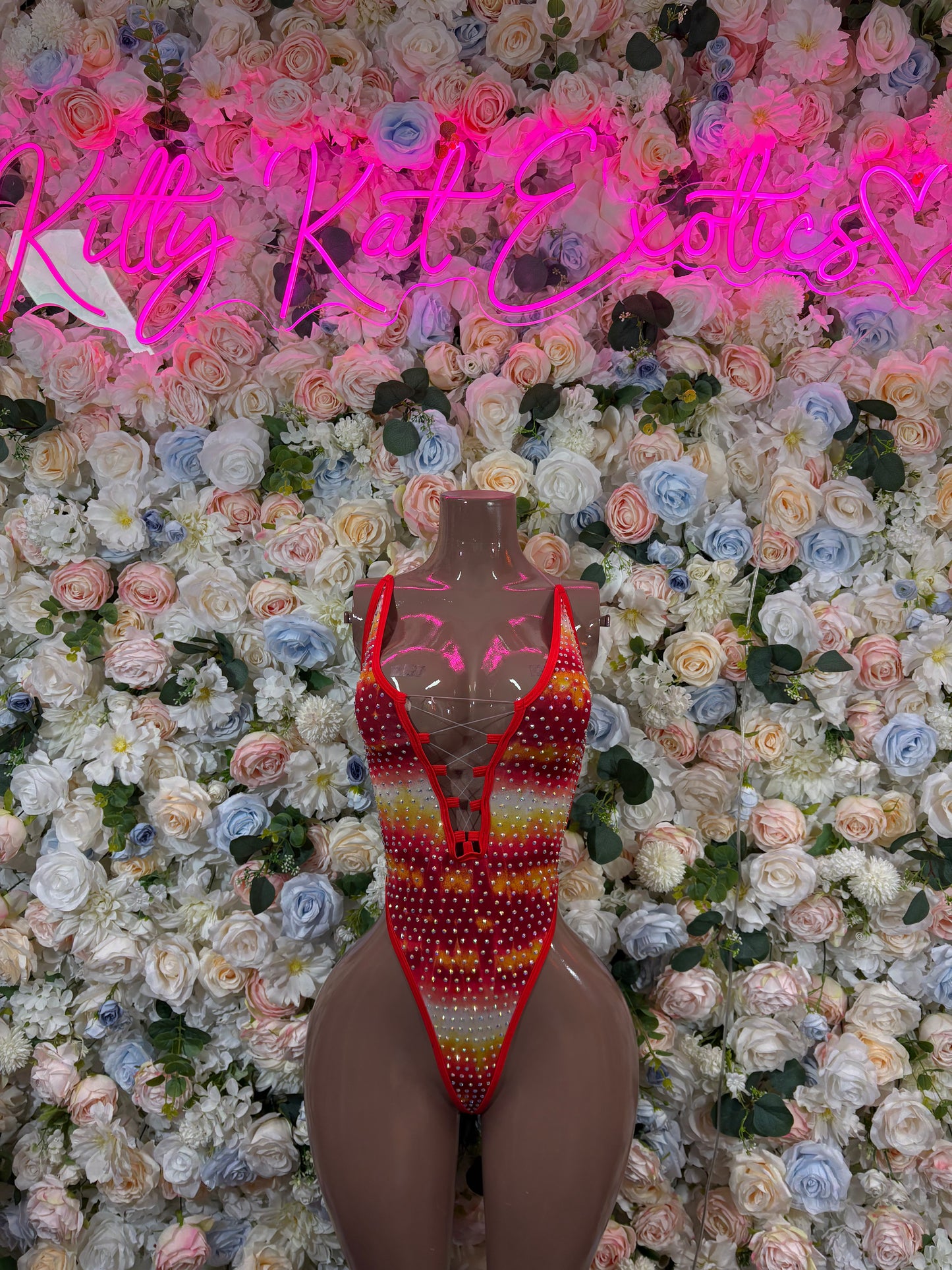 Exotic Dancewear Fire Rhinestone Two Piece set – Rave outfit, rave wear costume, pole dance lingerie, festival bikini