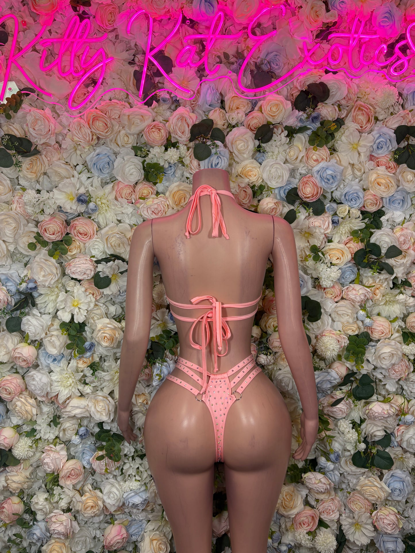 Pink Rhinestone Two Piece Bikini - Festival Dancewear