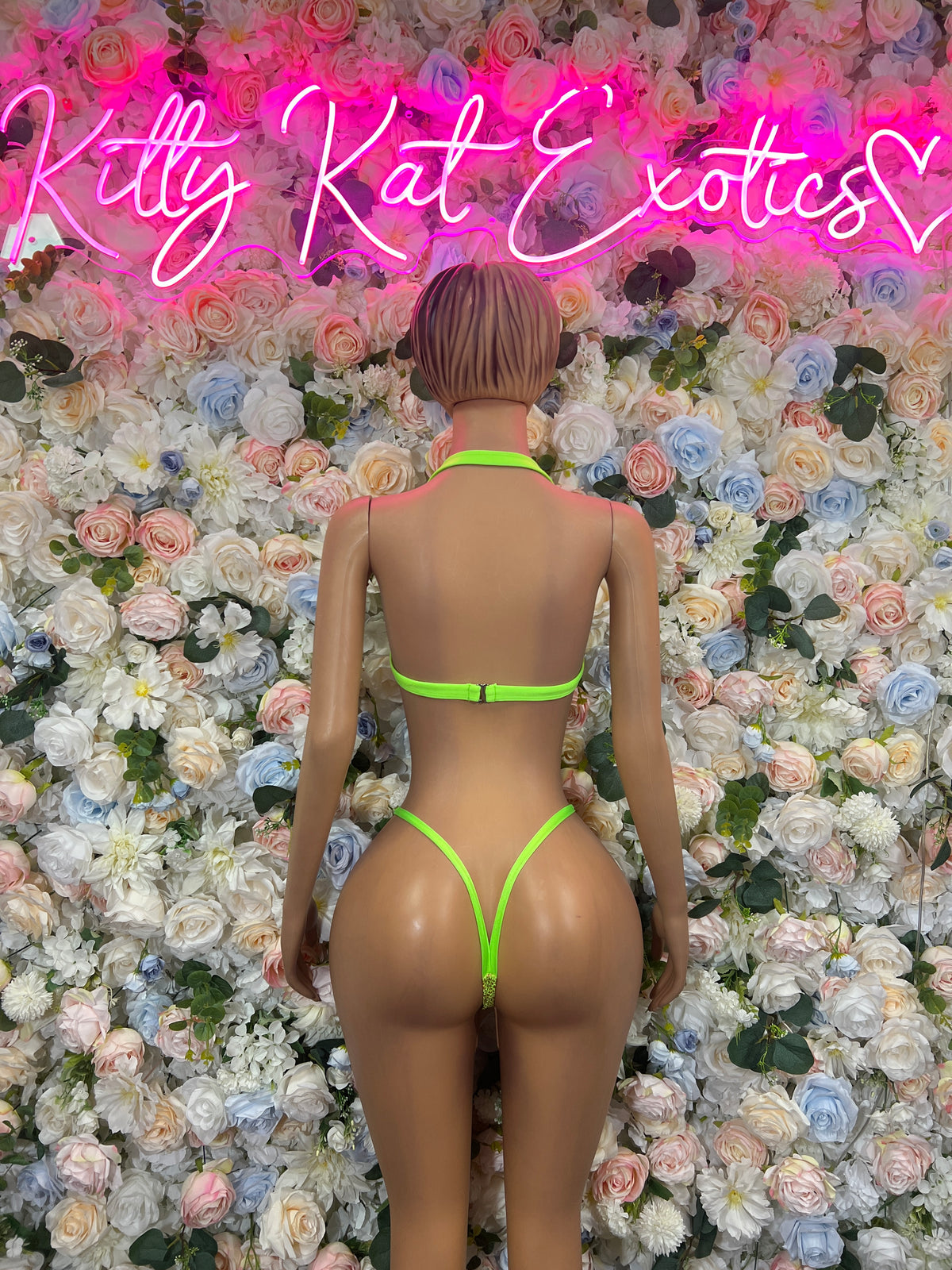 Neon Yellow Holographic Bikini Set – Rave Festival Dancewear, Exotic Clubwear