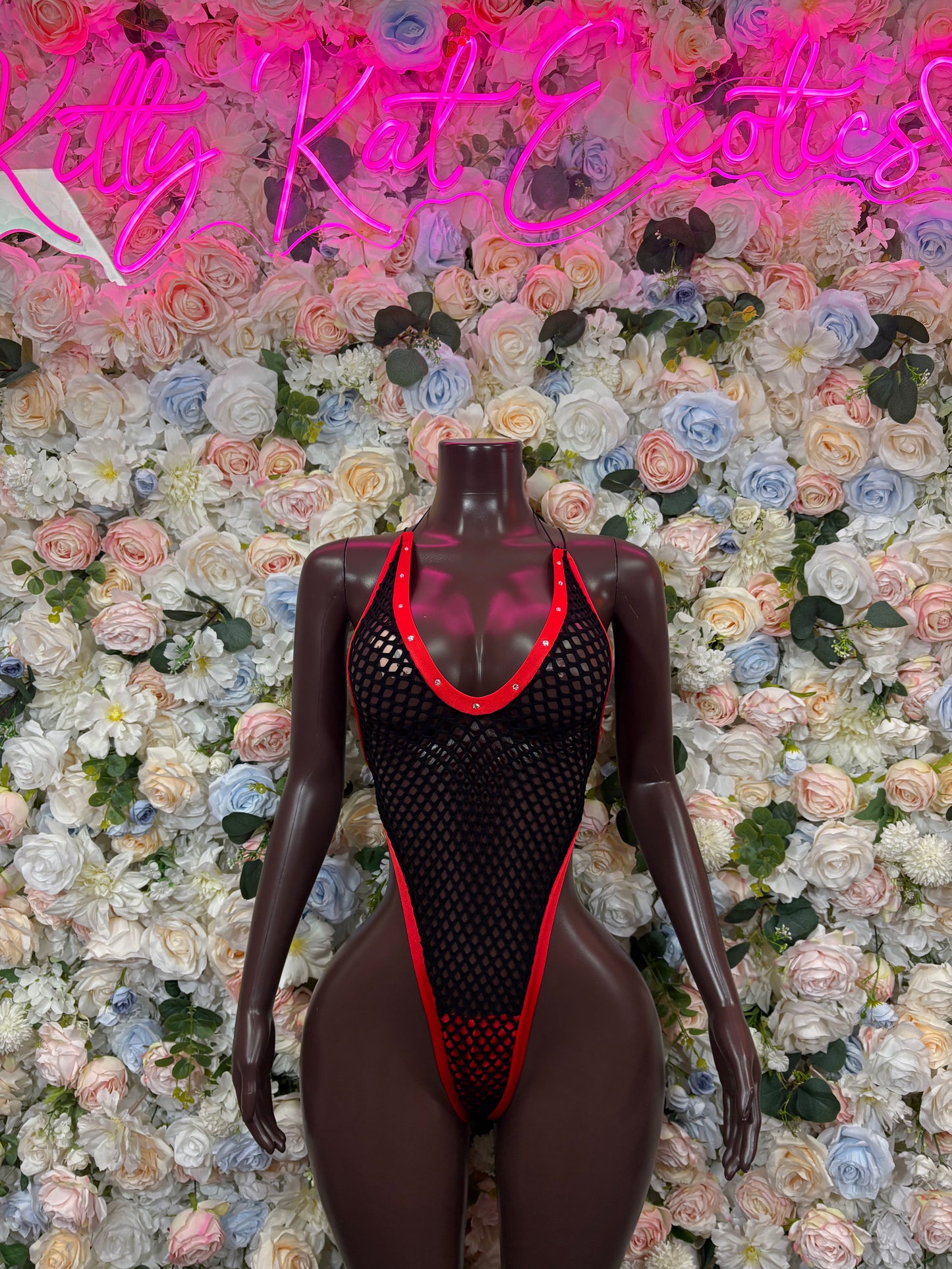 Red Bodysuit Rave Festival Outfit Women - Exotic Dancewear Stripper Clubwear Bottle Girl Ravewear