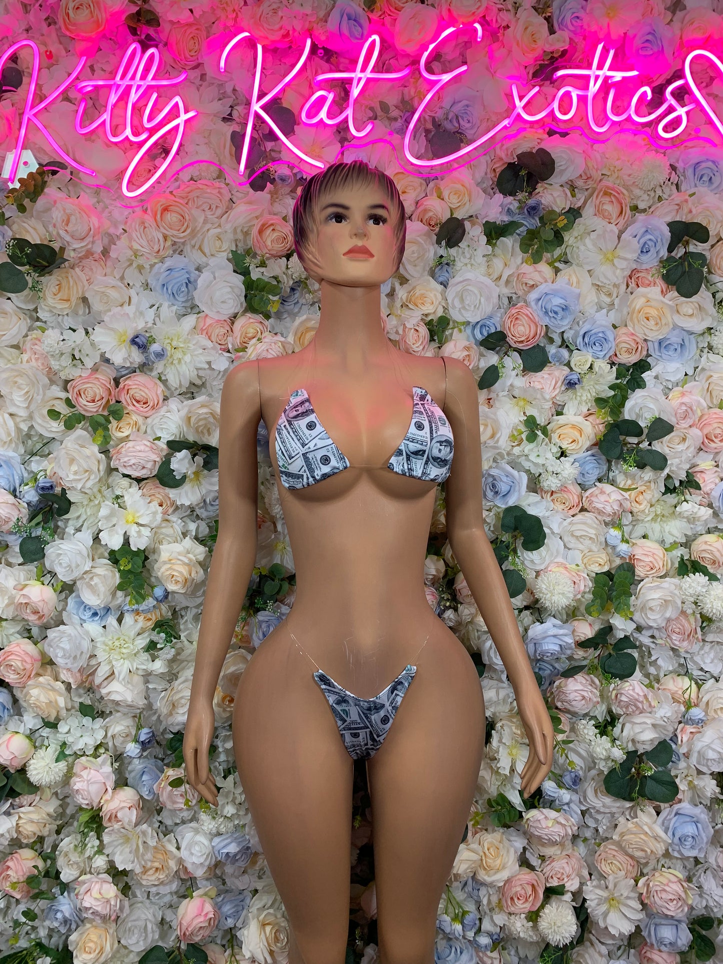 Money Print Bikini Two-Piece  – Summer Festival & Rave Wear Exotic Dancewear