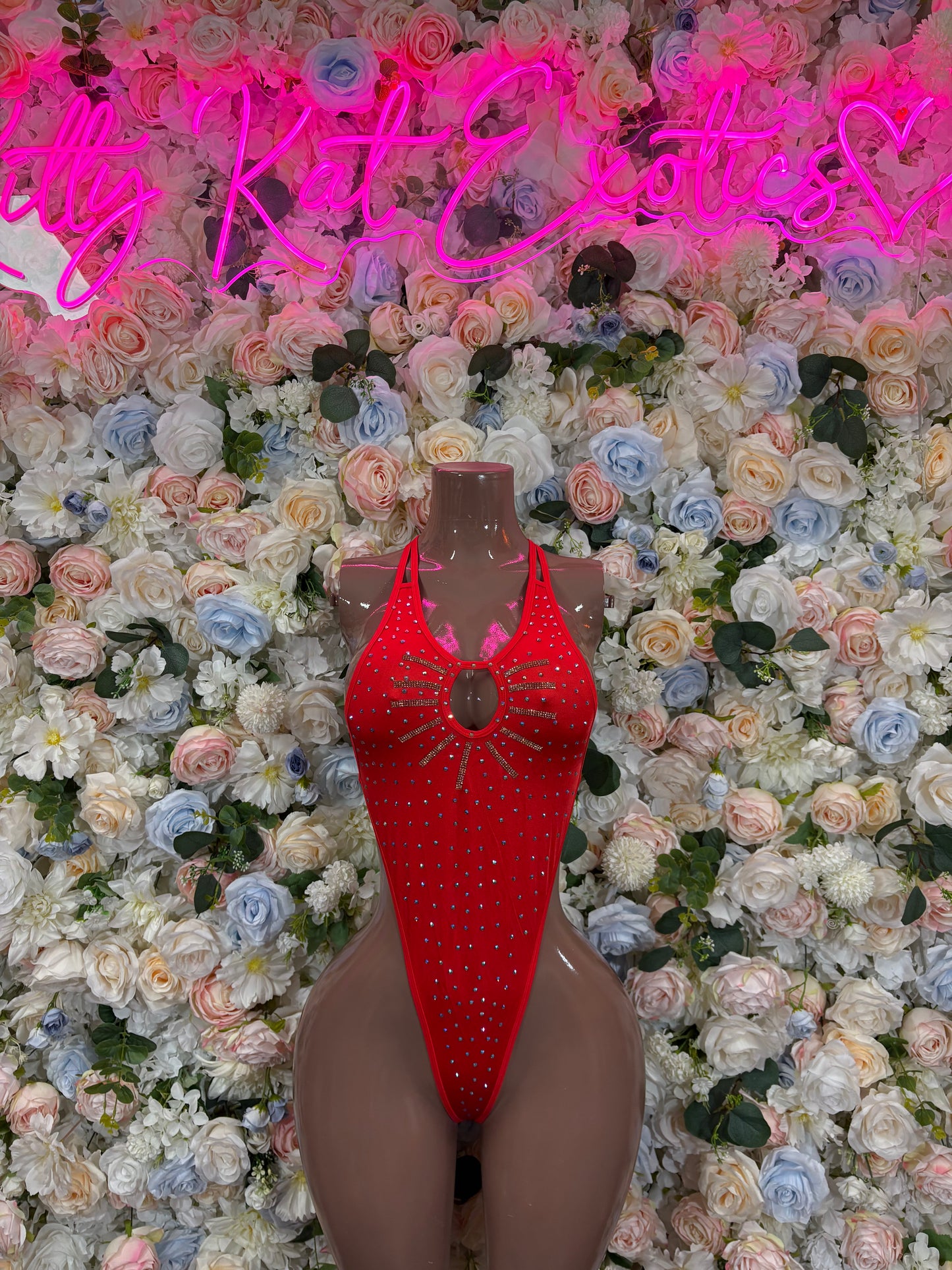 Red Rhinestone Bodysuit Ravewear