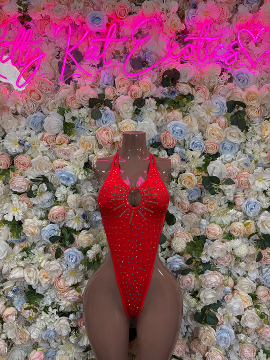 Red Rhinestone Bodysuit Ravewear
