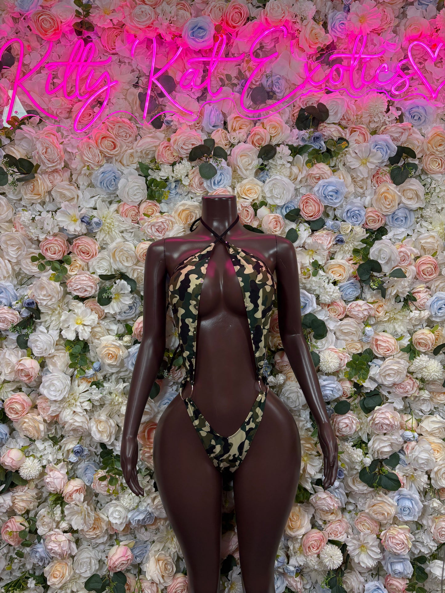 Camo Print Bodysuit - Festival Outfit, Exotic Dancewear, Rave Clubwear, Party Bodysuit