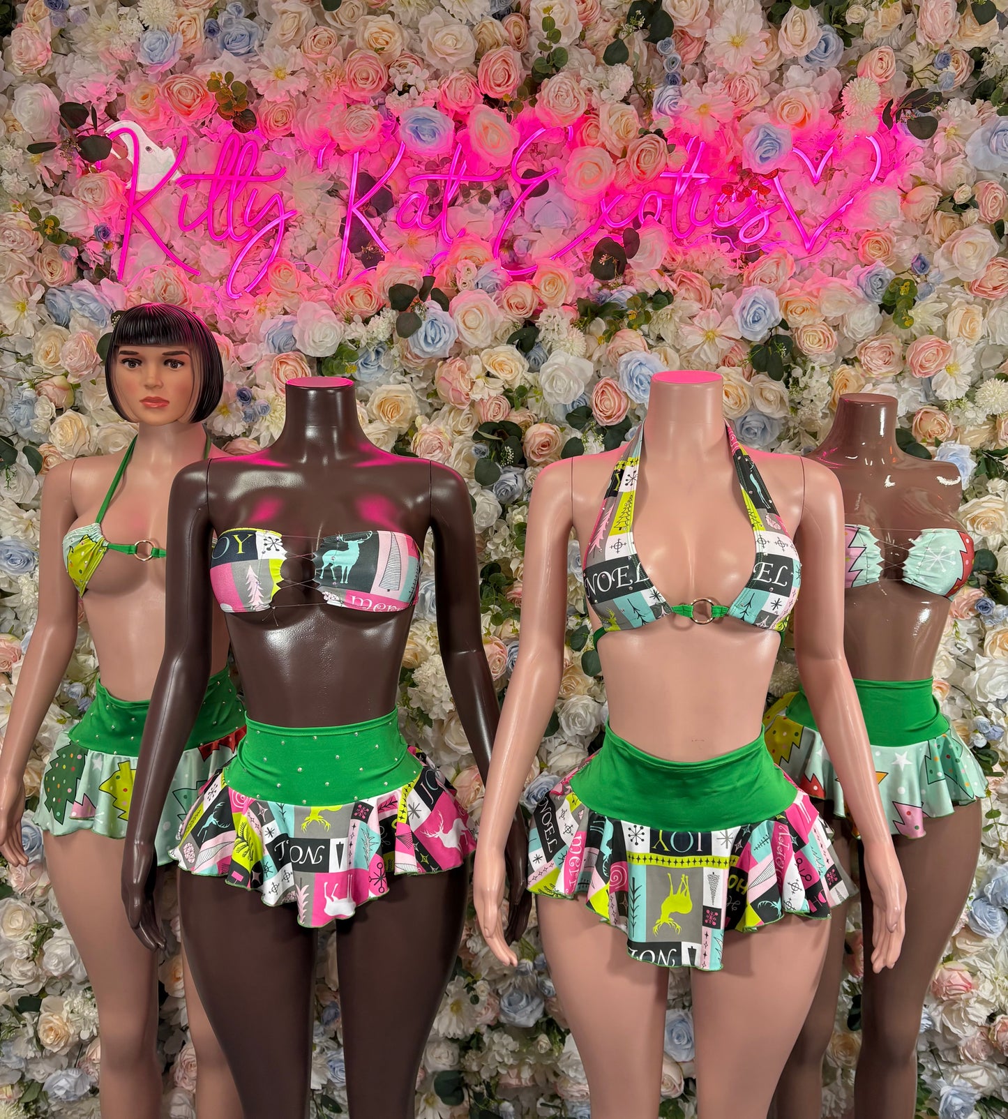 Christmas Costume Two Piece Skirt Set - Holiday Design | Exotic Dancewear for Performers, Bottlegirl