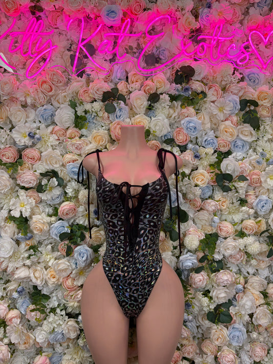 Peacock Print Custom Bottlegirl Bodysuit  - One Piece Bartender Outfit, EDM Dancewear, Party Clubwear