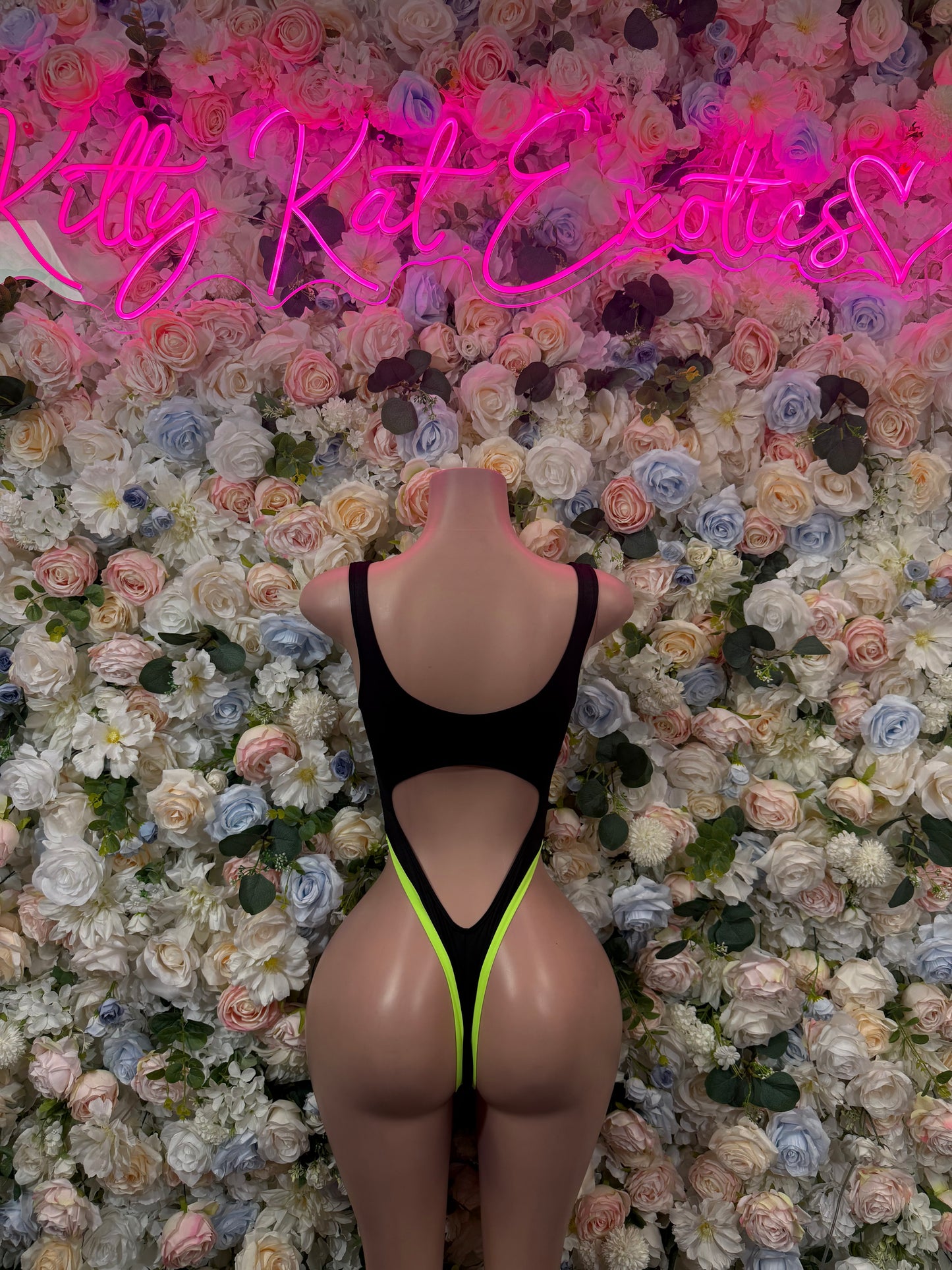 Black And Neon Bodysuit One-Piece Ravewear Bartender Outfit Clubwear