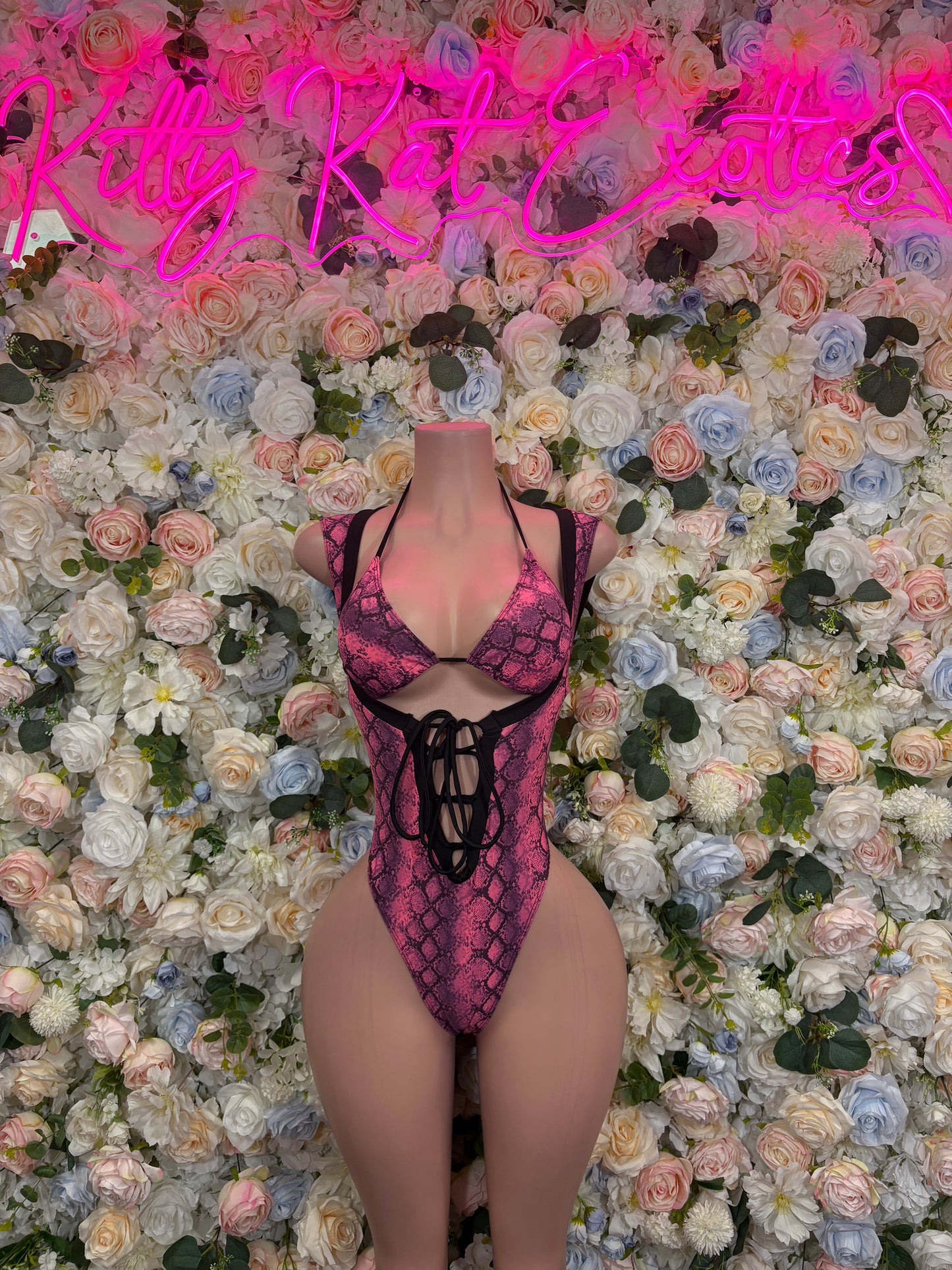 Bottlegirl Pink Snake Print One-Piece  Bodysuit  Exotic Dancewear, Ravewear for Performers, Raves | Bottlegirl Outfits