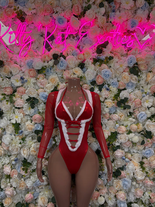 Bottlegirl Outfit Christmas Sexy Santa Bodysuit  Costume Santa Baby Outfit Bartender Dancewear