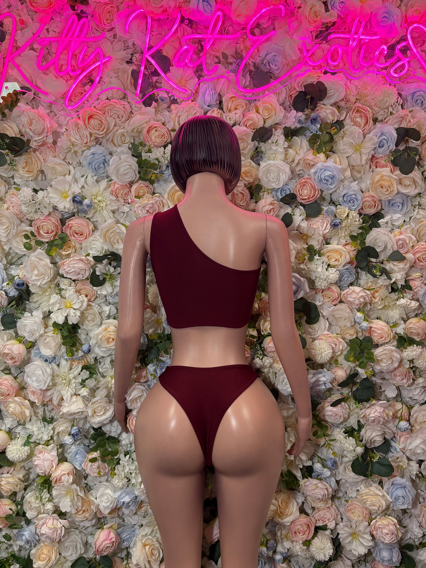 Burgundy Two Piece -  Exotic Dancewear  -  Rave Outfit - Sexy Festival Outfit, Clubwear, Performance Costume