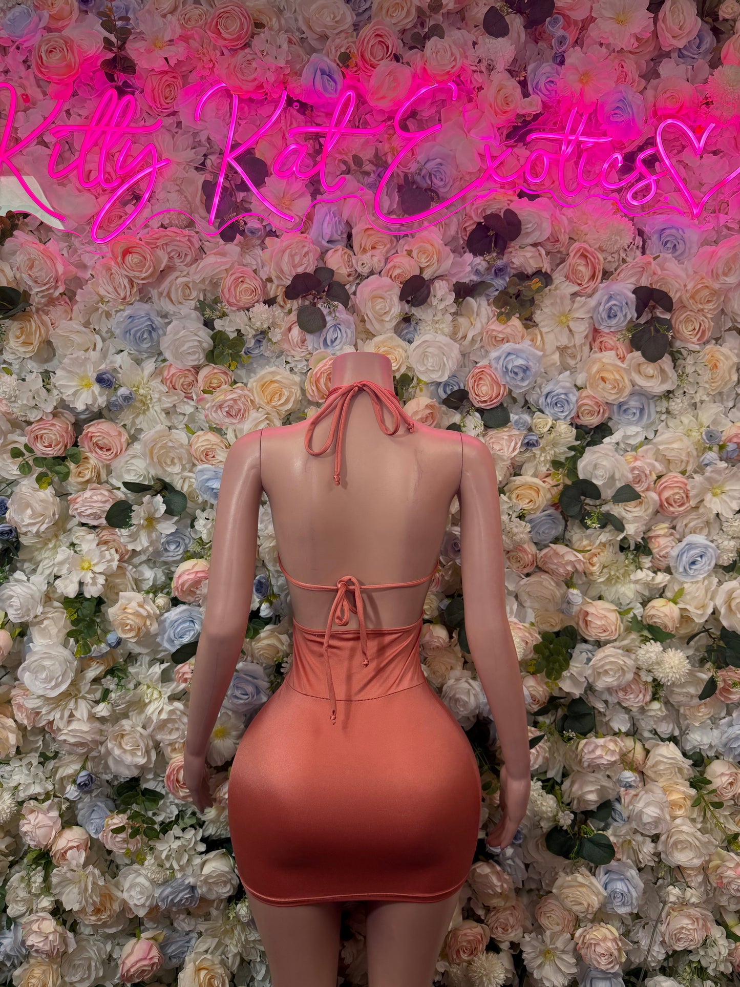 Rose Pink Club Dress for Women - One Piece Exotic Dancewear Rave Festival Outfit
