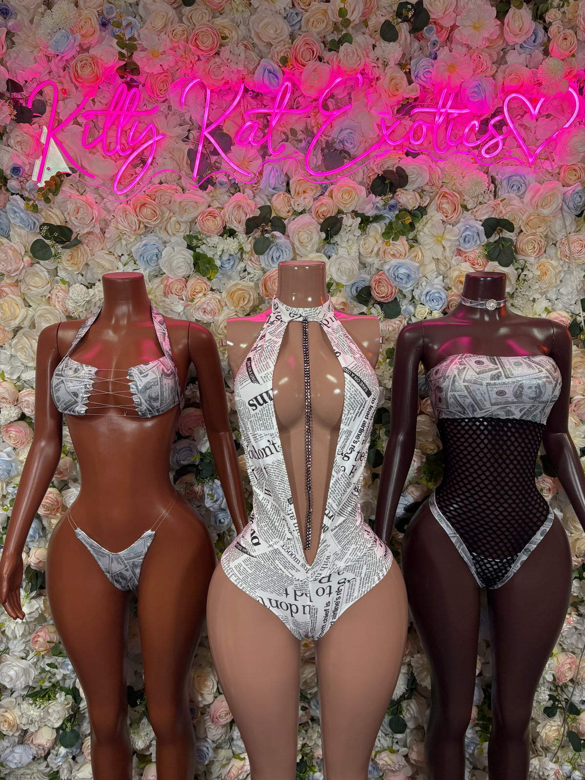 Money Print Two Piece Bikini Bodysuit - Festival Outfit,  Party Costume, Glitter Dancewear, Boho Clubwear