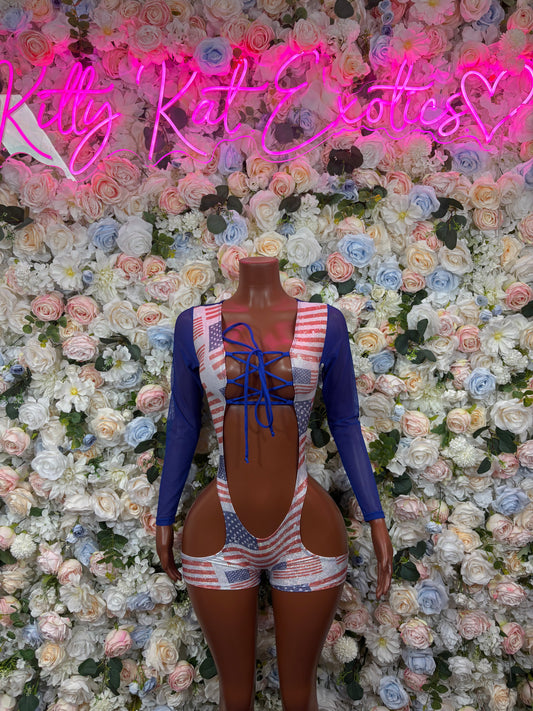 USA Bottlegirl Bodysuit, Patriotic Bartender Outfit, 4th of July Costume, American Flag Bodysuit, Festival Rave Outfit