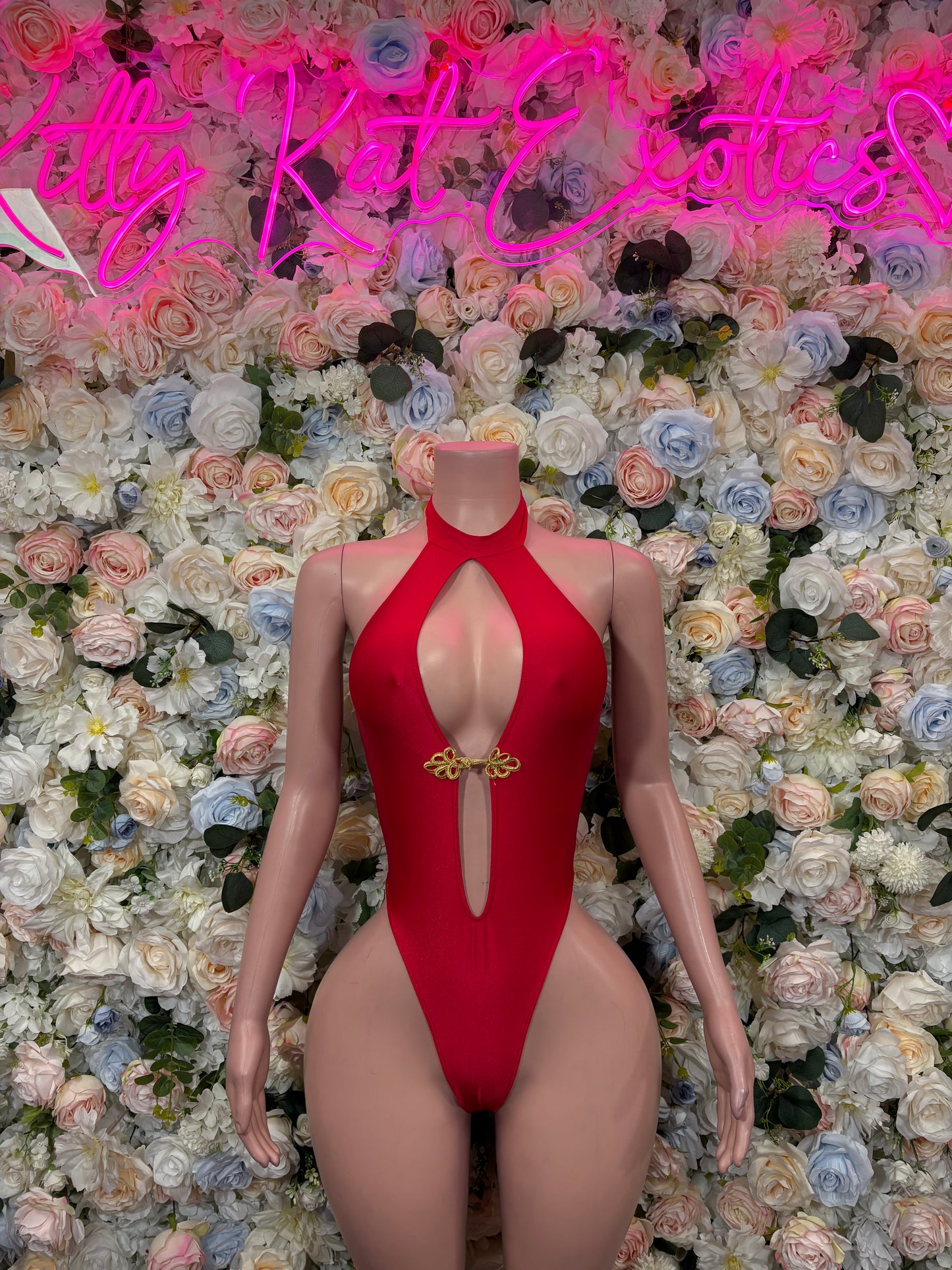 Red Bodysuit Rave Festival Outfit Women - Exotic Dancewear Stripper Clubwear Bottle Girl Ravewear
