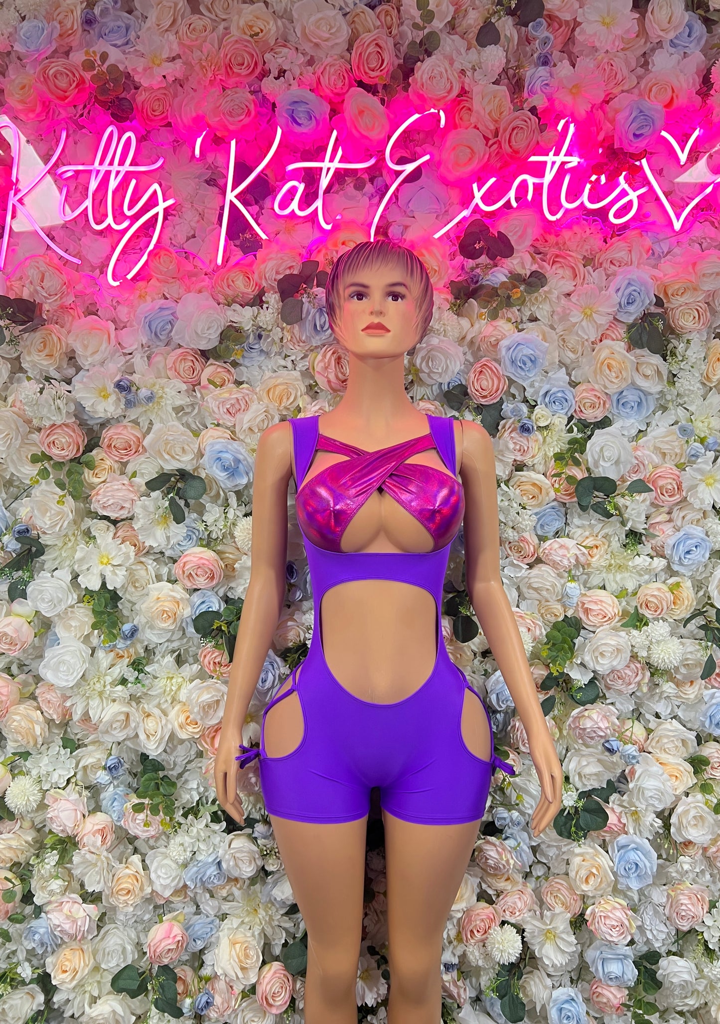 Bottlegirl - Exotic Dancewear Purple One Piece  - Rave Outfit  Sexy for Performers, Events, or Special Occasions