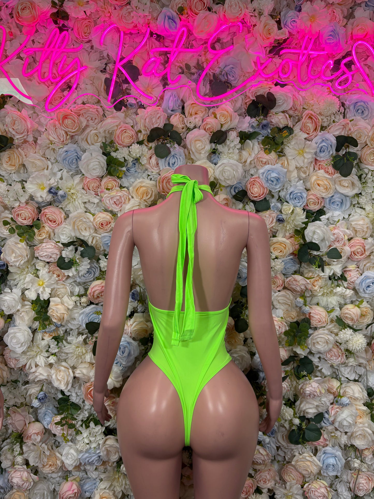 Neon Green Bodysuit  - One Piece Exotic Dancewear Rave Festival Outfit
