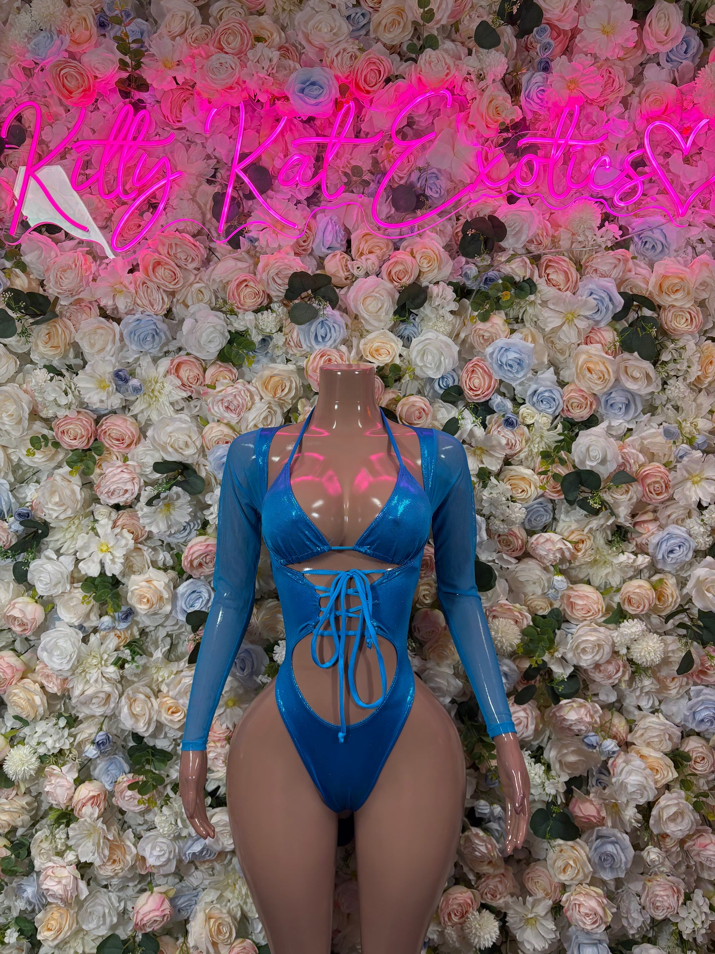 Bartender Bottlegirl Bodysuit Turquoise Metallic  - Bartender Luxury Design | Exotic Dancewear Festival Outfit Rave