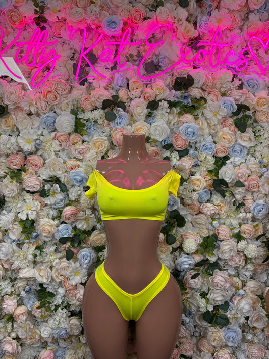 Women’s Bikini Yellow Two Piece Set Ravewear –  Dancewear Outfit