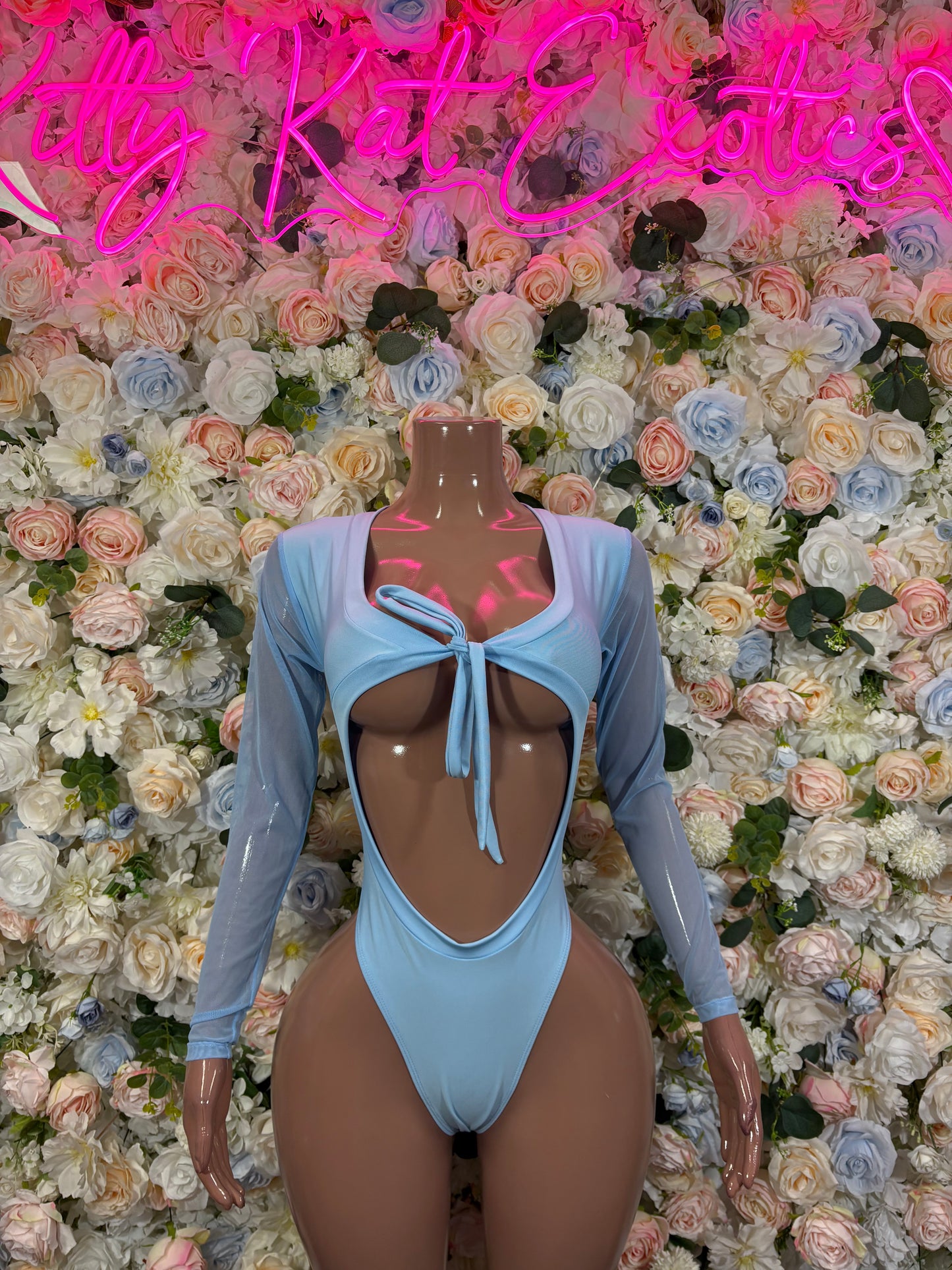 Bottlegirl One-Piece Bodysuit Baby Blue  - Custom Design | Exotic Dancewear for Performers, Raves, & Nights Out