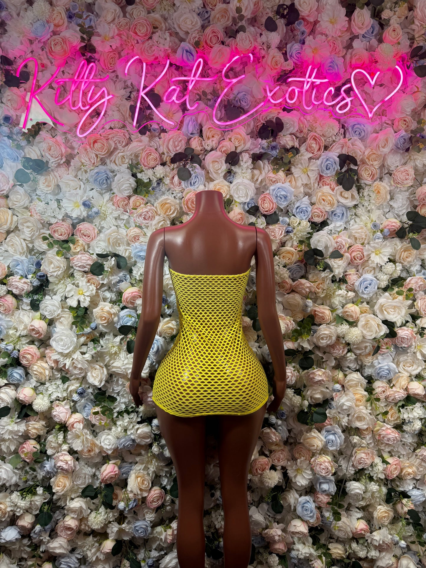 Yellow Fishnet Bodysuit: Rave Outfit, Exotic Dancewear