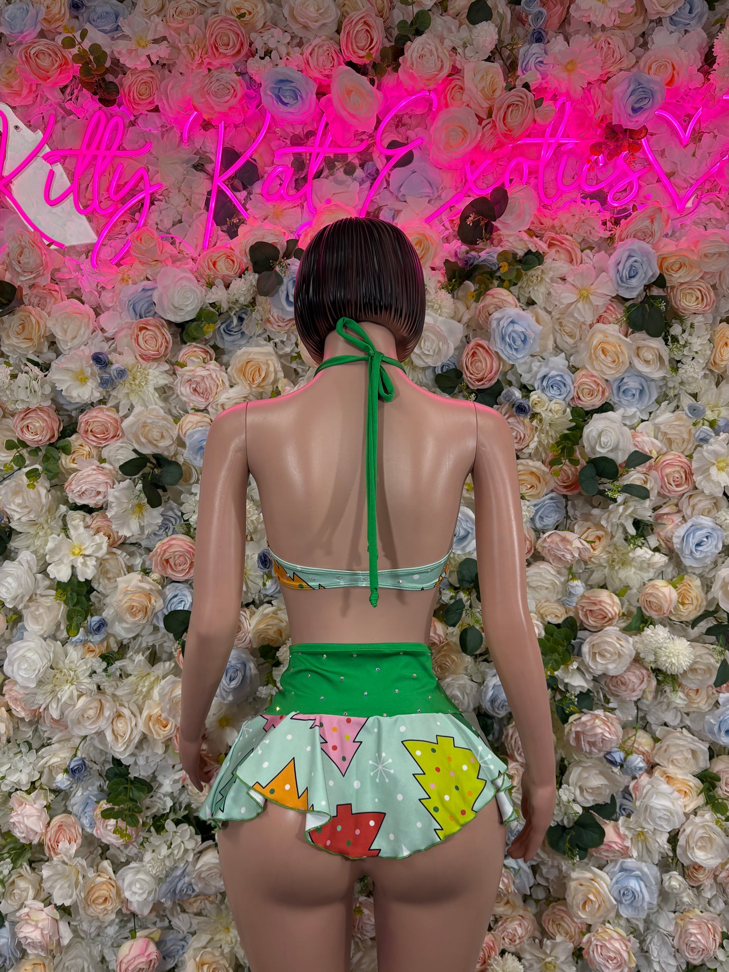 Christmas Costume Two Piece Skirt Set - Holiday Design | Exotic Dancewear for Performers, Bottlegirl