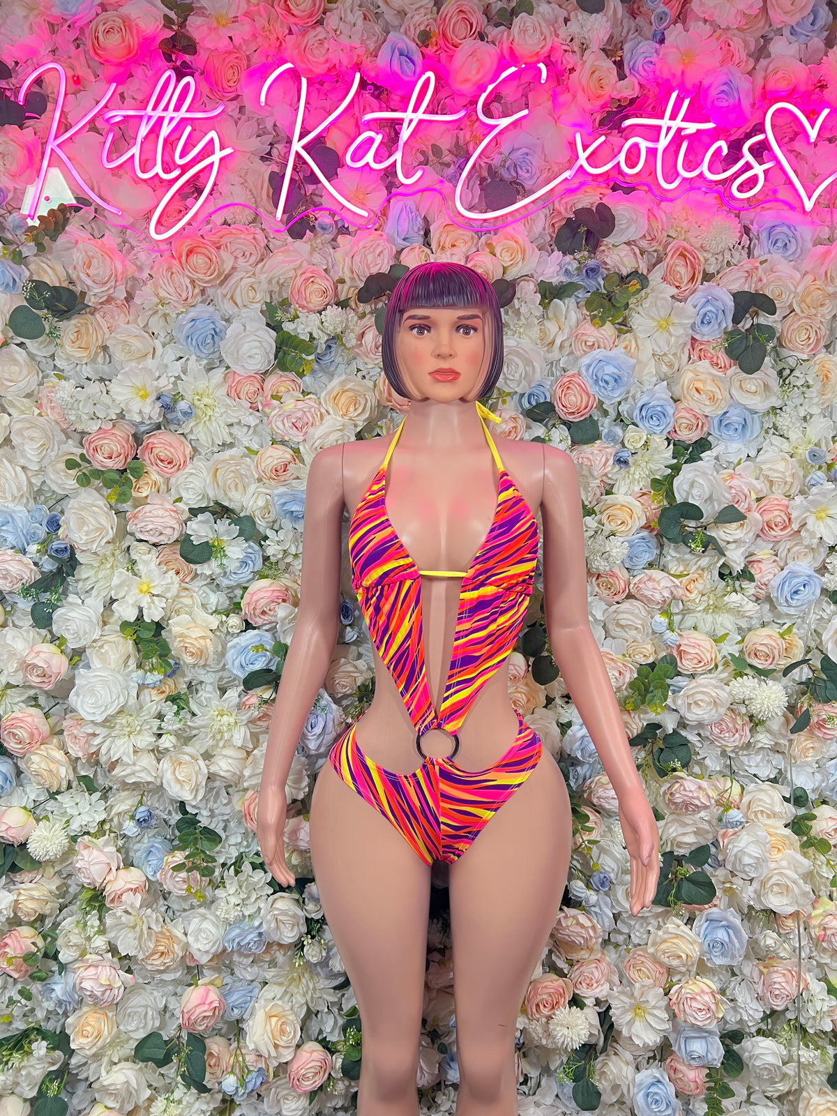 Exotic Dancewear Multicolor  One Piece Rave Outfit, Swimwear Festival Clothing Ravewear