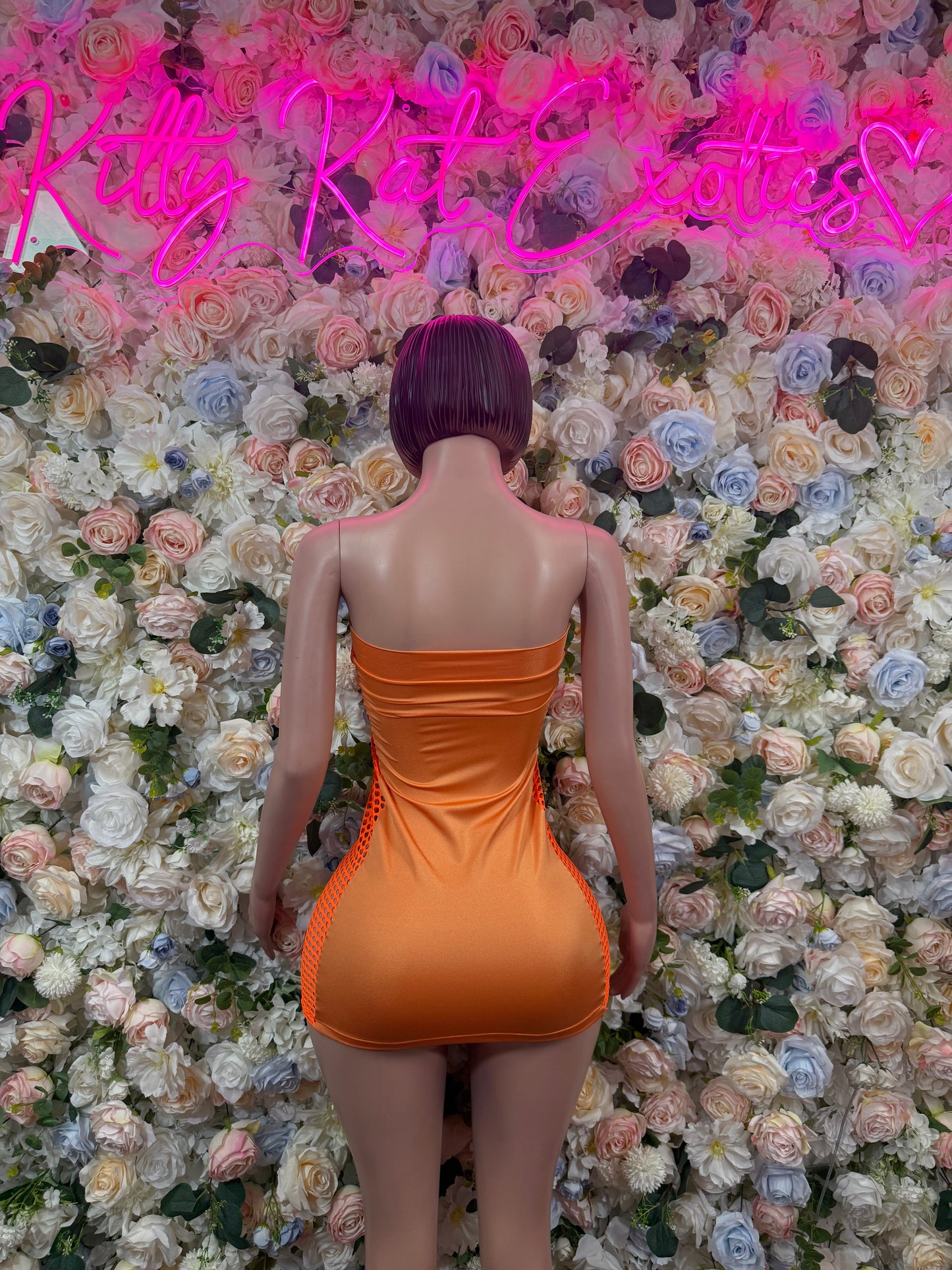 Orange Club Dress for Women - One Piece Exotic Dancewear Rave Festival Outfit