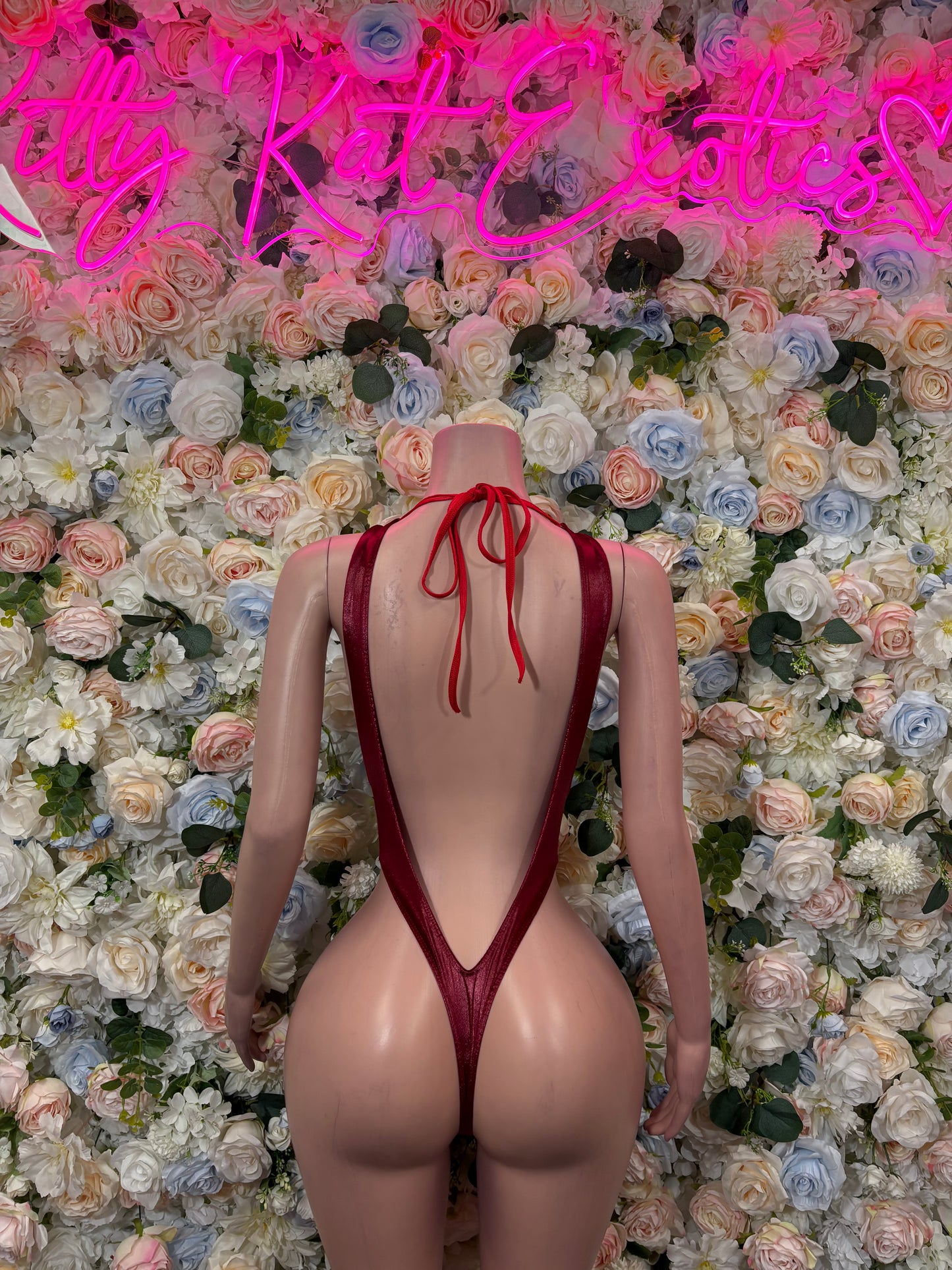 Burgundy Bodysuit Rave Festival Outfit - Exotic Dancewear