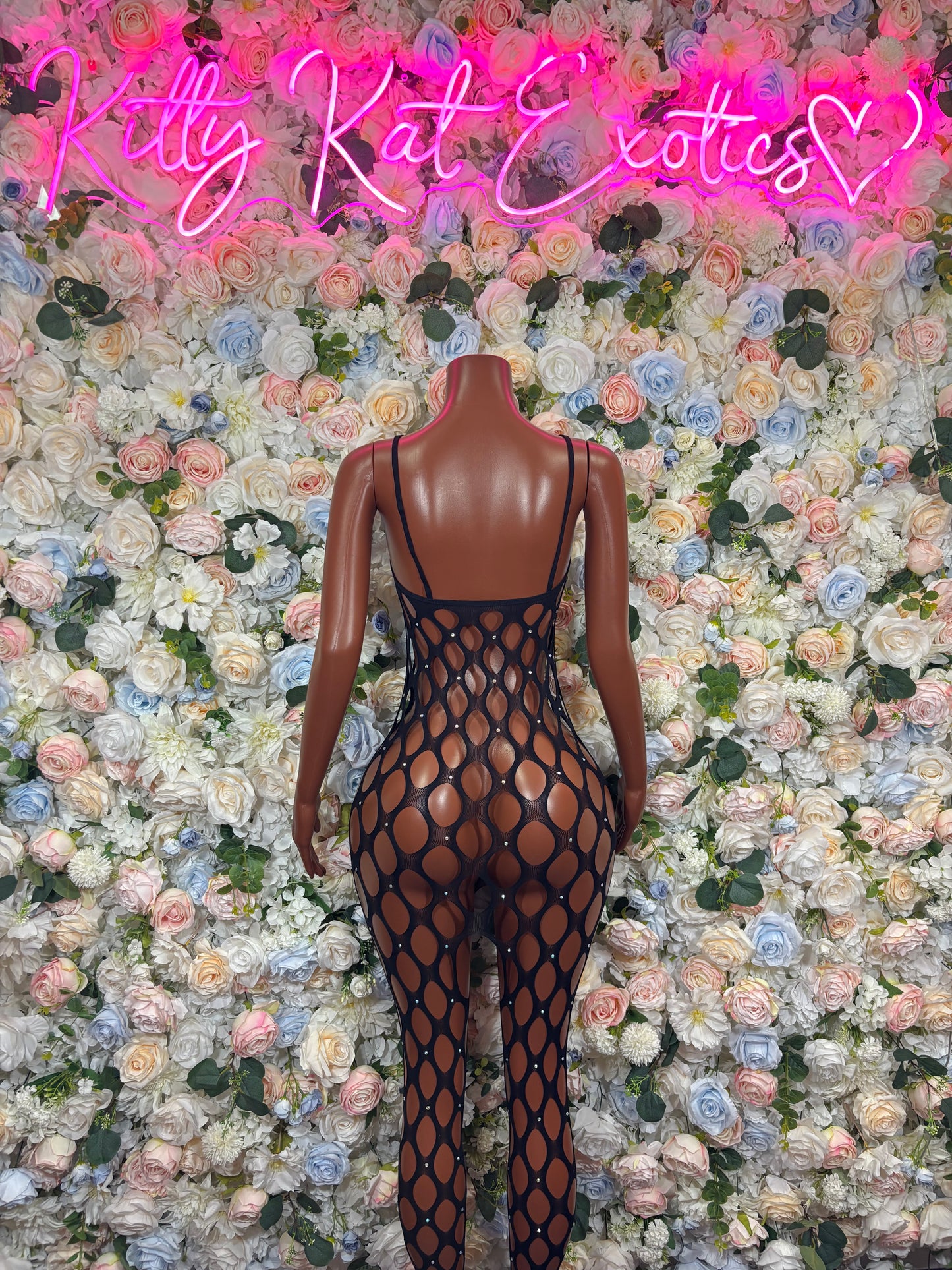 Black Rhinestone Fishnet Bodysuit, Sheer Mesh One Piece, Sparkly Rave Festival Outfit Clubwear