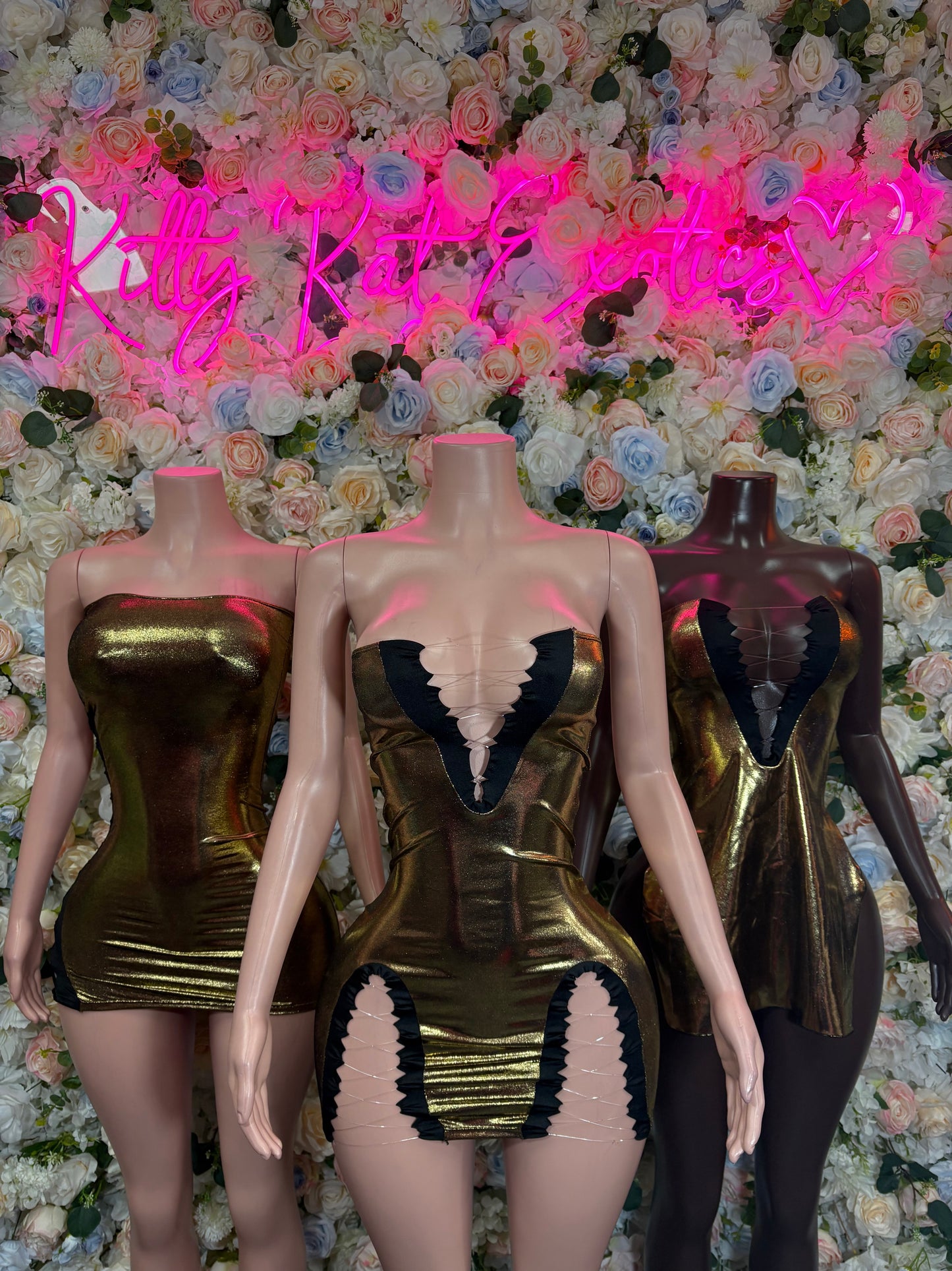 Exotic Dancewear New Years Eve Dress Gold Metallic Bottle Service Bartender Outfit VIP Clubwear