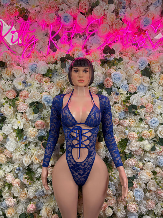 Bartender Bodysuit One Piece Blue Lace Bodysuit – Bottlegirl  | Exotic Dancewear Festival wear Rave Outfit