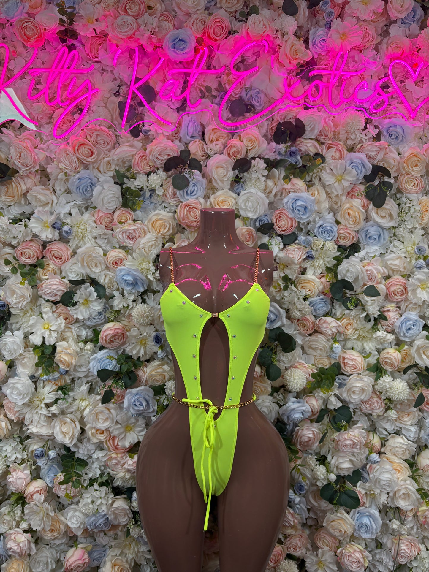 Exotic Dancewear One-Piece Bodysuit - Neon Green Raves, & Festival Clothing