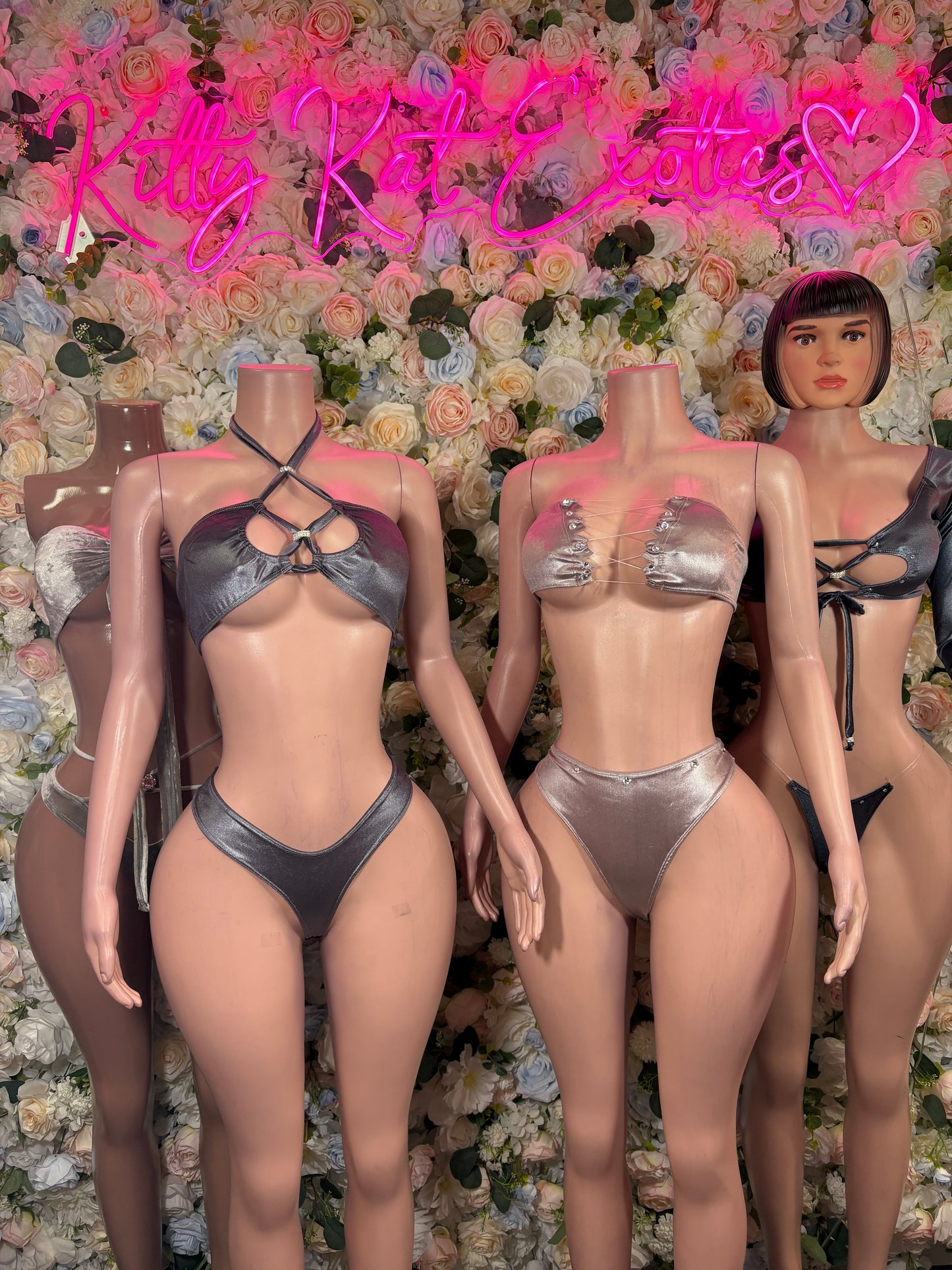Nude Grey Velvet Two Piece Rave Outfit – Festival, Dancewear, Clubwear
