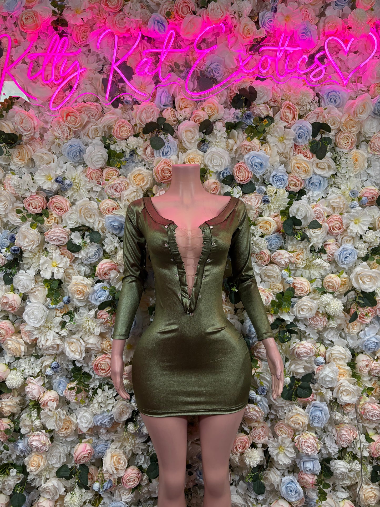Green Dress - Sexy Formal Evening Dress, Exotic Dancewear, Date Night Outfit, Rave Festival Clubwear