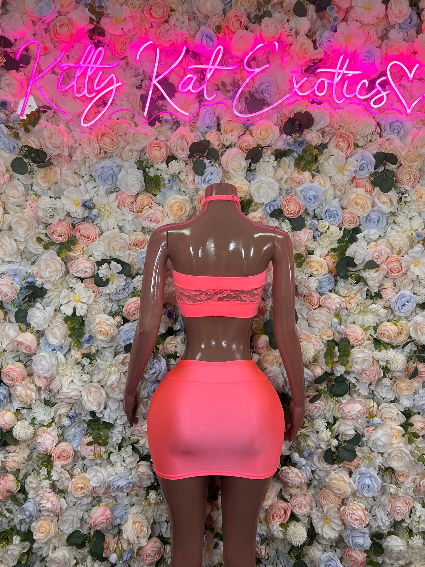 Coral Two Piece Skirt Rave Wear