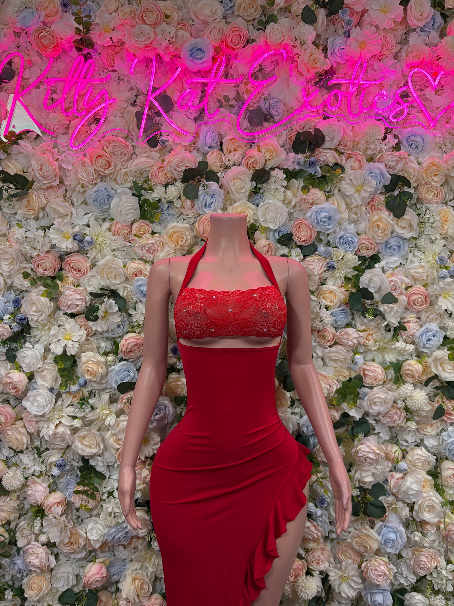 Summer Red Gown - Sexy Dance Costume, Sultry Clubwear Gown, Bold Performance Outfit, Trendy Party Dress