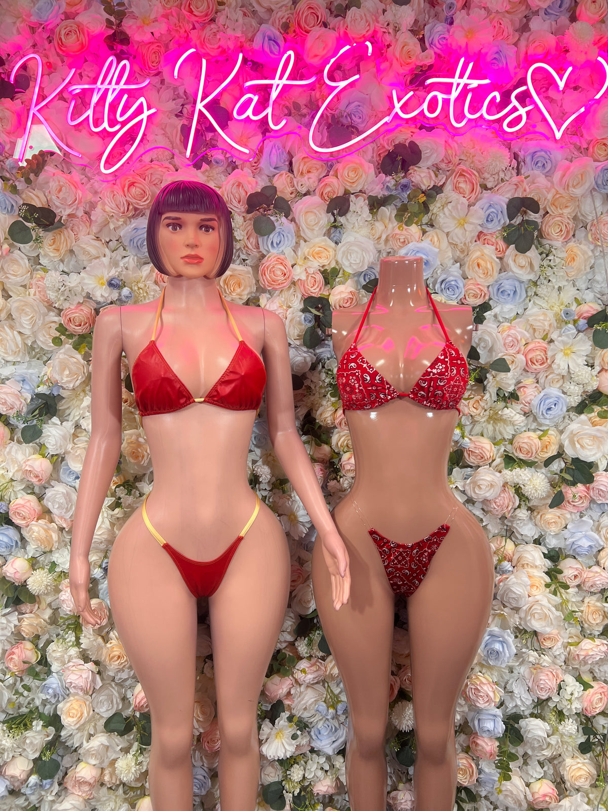 Red Latex Bikini - Rave Outfit Exotic Dancewear Clubwear Bottle Girl Bodysuit Costume