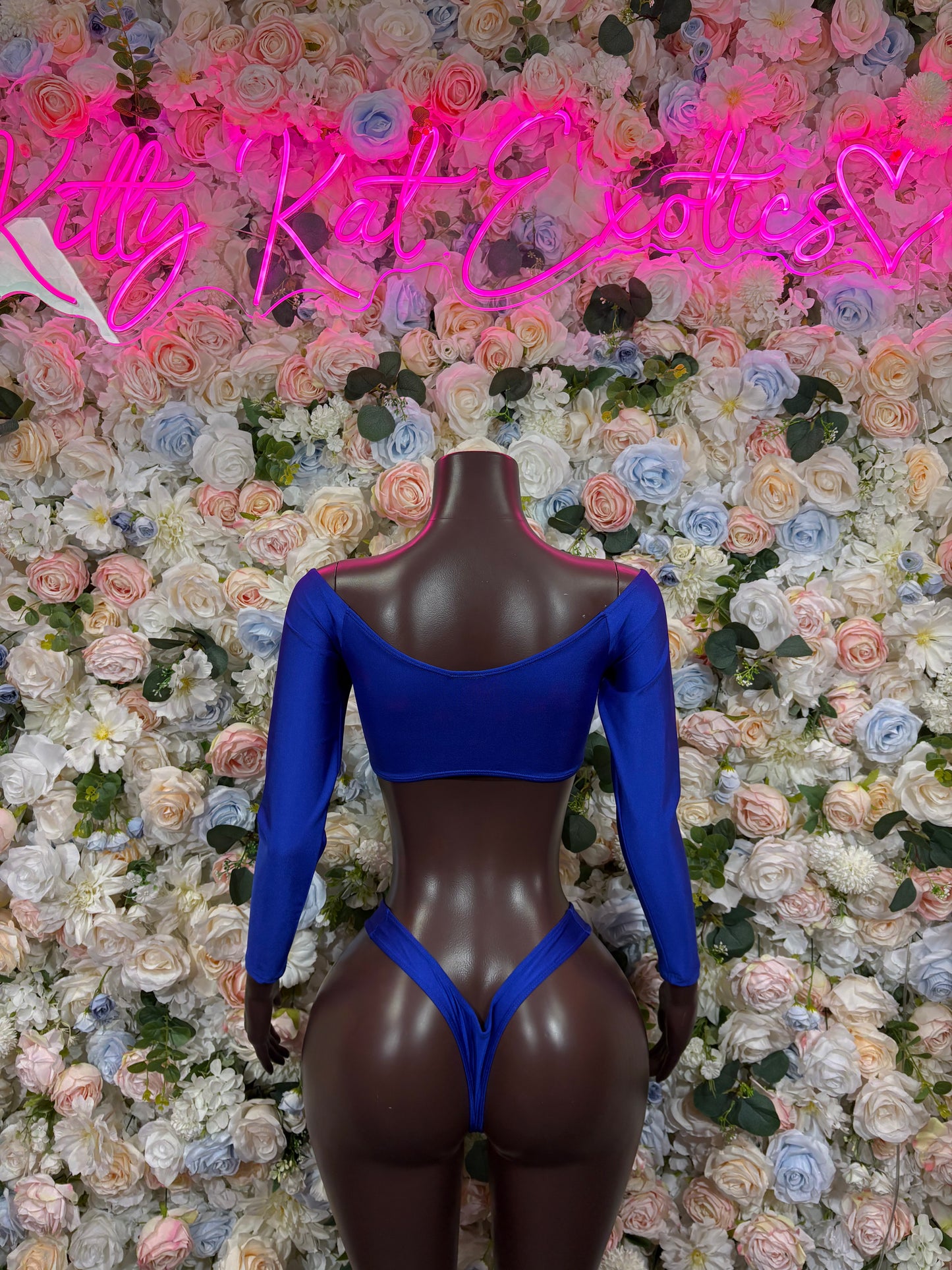 Rave Royal Blue Two Piece Long Sleeve Set Bikini Set Exotic Dancewear Festival Outfit