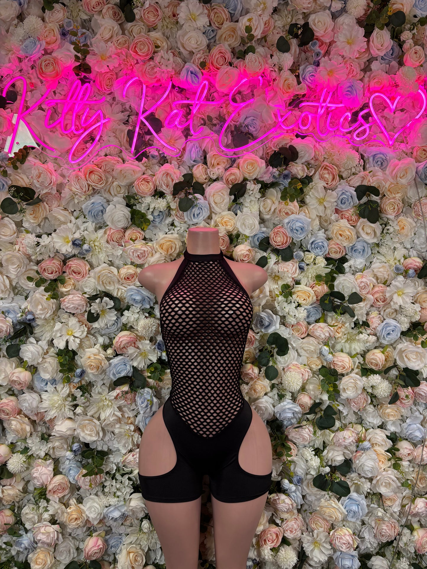 Black Fishnet Bottlegirl Bodysuit - Women’s Exotic Dancewear, Bartender Costume & Rave Clubwear