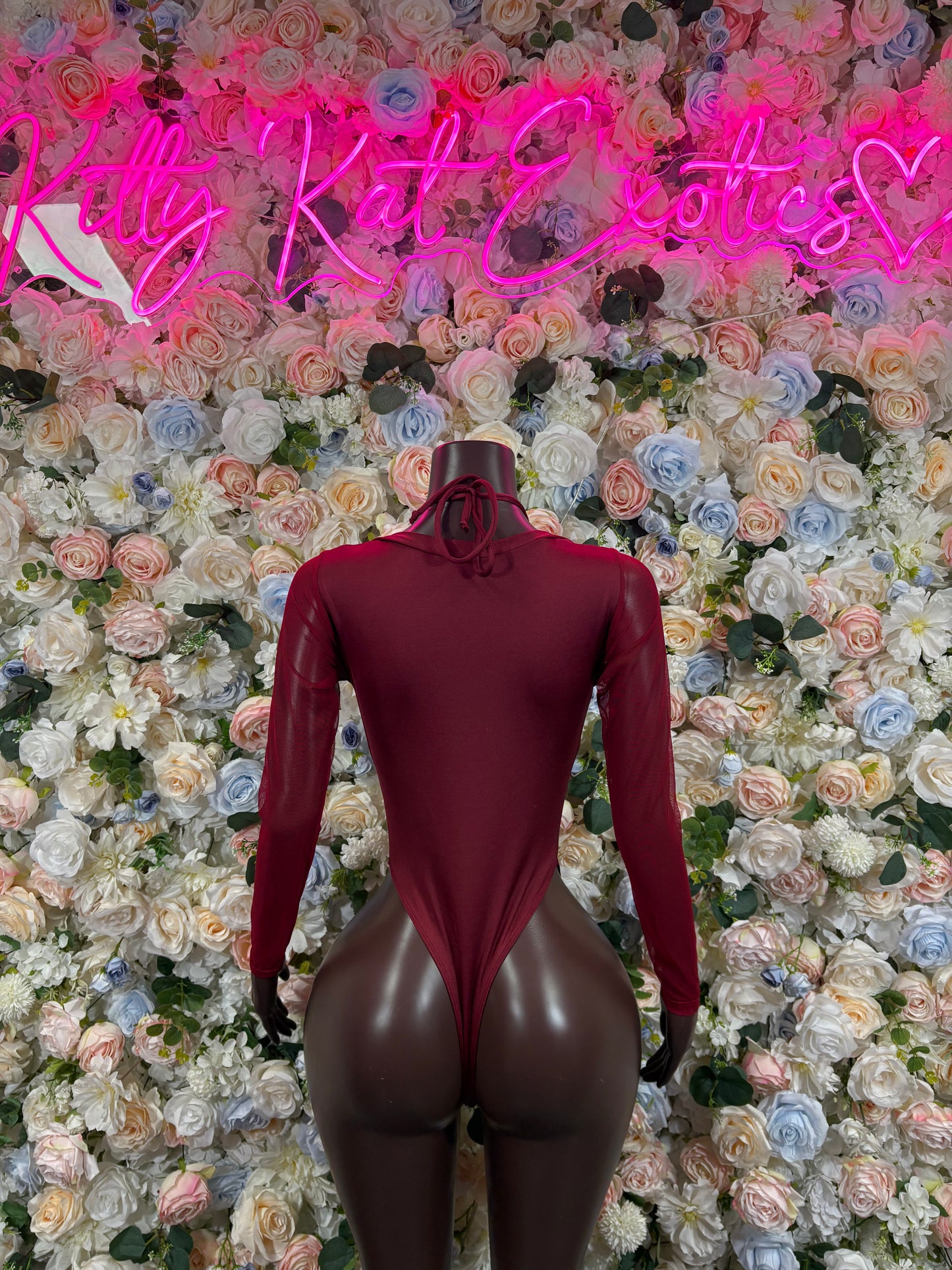 Bottlegirl One-Piece Bodysuit Burgundy - Custom Design | Exotic Dancewear for Performers, Raves, & Nights Out