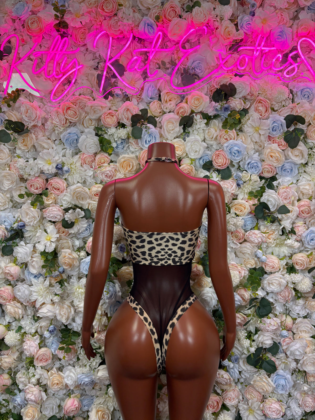Leopard Mesh Bodysuit, Sheer Strapless Rave Outfit, Animal Print Dancewear, Festival One Piece, Clubwear Bodysuit