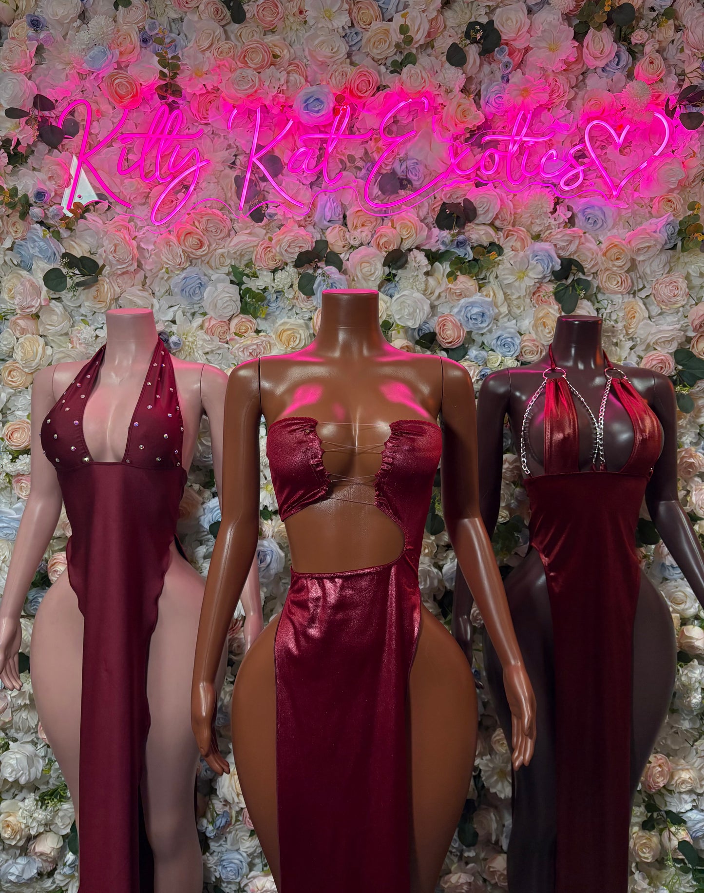 Burgundy Gown - Exotic Dancewear Elegant, Date Night Dress, Formal Evening Dress