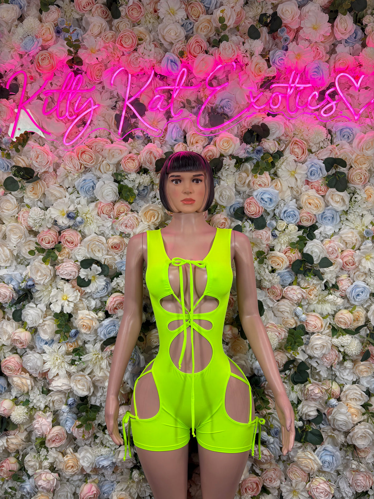 Neon Green Bottlegirl Bodysuit, Long Sleeve Rave Outfit, Festival Clubwear